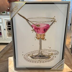Pink and Gold Martini Glass Art—Gucci inspired